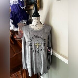 LADIES NFL NEW ORLEANS
SAINTS 47 BRAND SHOULDER
FADE-OUT LONG SLEEVE T-SHIRT NWT
